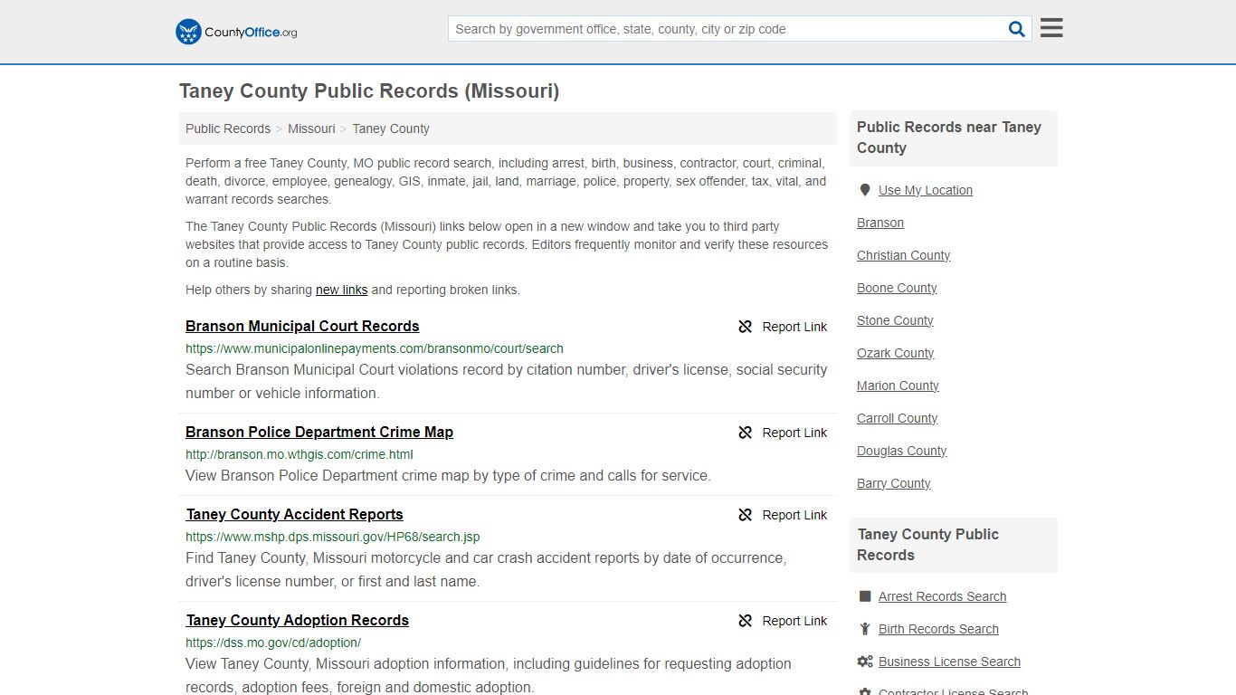 Taney County Public Records (Missouri) - County Office