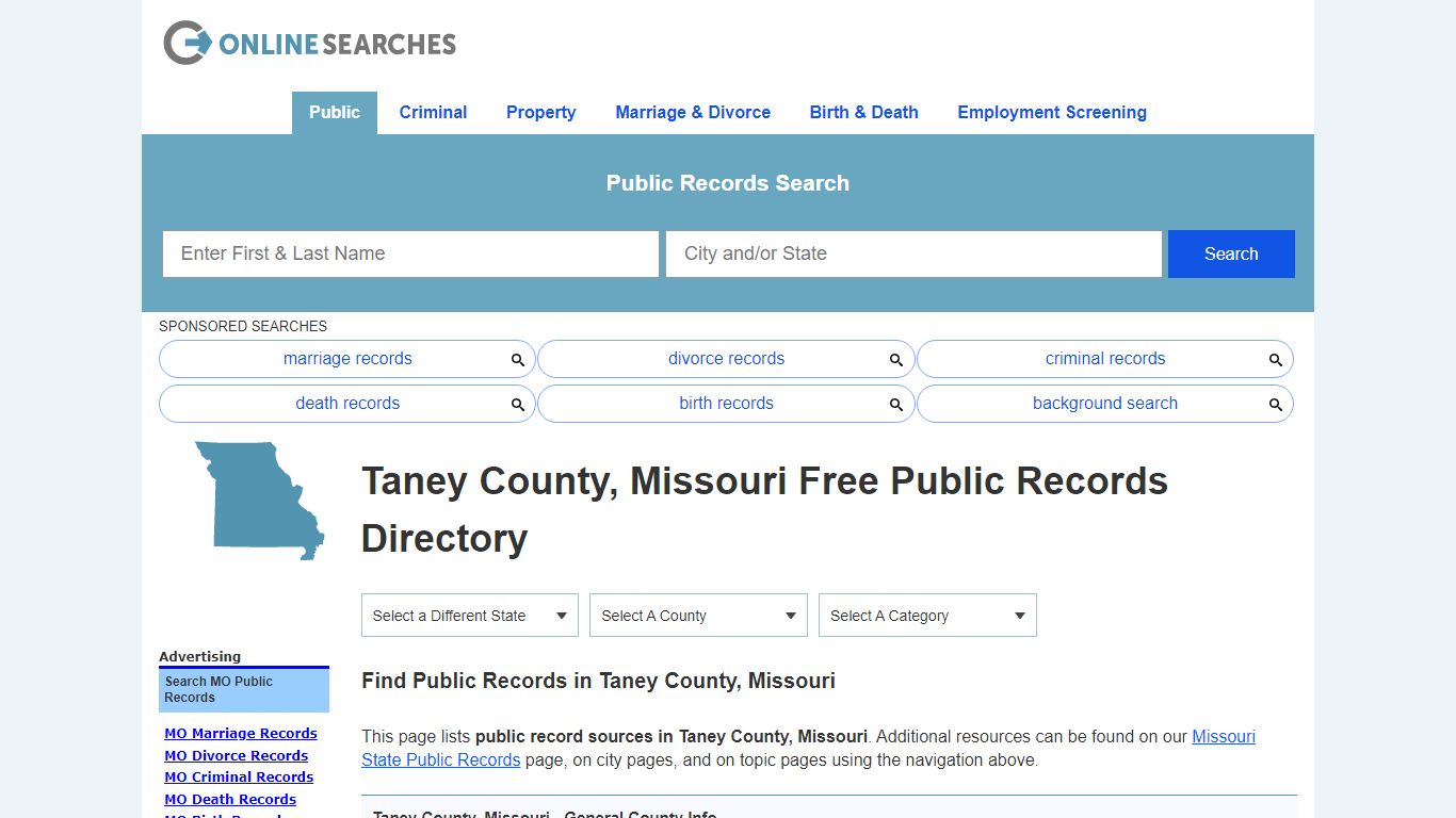 Taney County, Missouri Public Records Directory